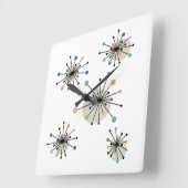 原子スターバスト中期モダンカラフル スクエア壁時計 (傾斜)