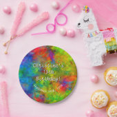 【原子タイダイサイケデリックヤ】虹の色 ペーパープレート (パーティー)