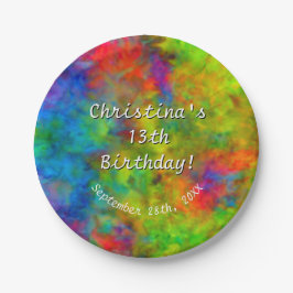 【原子タイダイサイケデリックヤ】虹の色 ペーパープレート