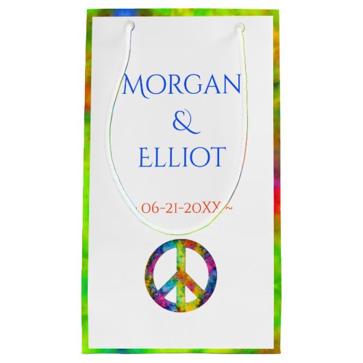 [原子タイダイ]虹の平和サイン好意抱き枕 スモールペーパーバッグ (正面)