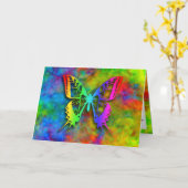 [原子タイダイ]虹の色バタフライ カード (黄色い花)