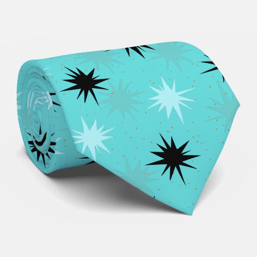 原子ターコイズのスターバストのタイ ネクタイ (ロール)