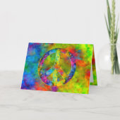 [原子ネクタイ染料]虹の色の平和記号 カード (正面)