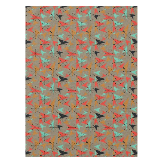 原子パターン、50年代のスタイルテーブルクロス、52"x70" テーブルクロス (正面)