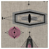 原子ピンクおよび灰色パターンポプリンの生地 ファブリック (クローズアップ)