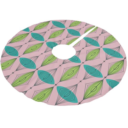 原子ピンクのOgee及びスターバストのクリスマスツリーのスカート ブラッシュドポリエステルツリースカート (アングル)