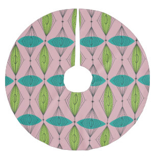 原子ピンクのOgee及びスターバストのクリスマスツリーのスカート ブラッシュドポリエステルツリースカート