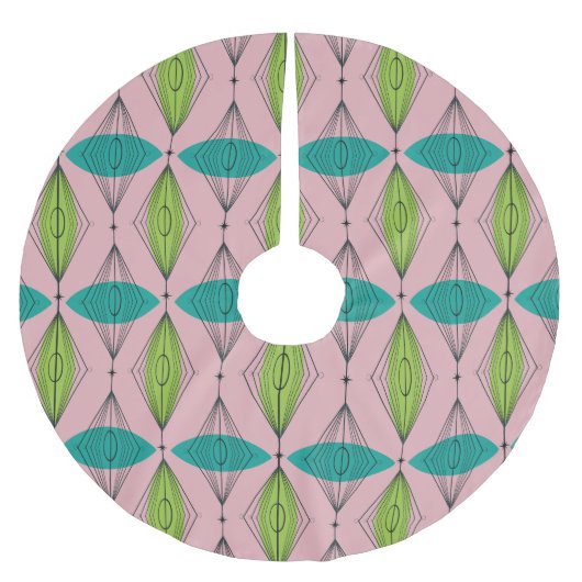 原子ピンクのOgee及びスターバストのクリスマスツリーのスカート ブラッシュドポリエステルツリースカート (正面)