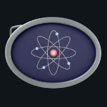 原子ベルトバックル 卵形バックル<br><div class="desc">濃い青の背景に原子シンボルを持つ楕円形のベルトバックル。</div>