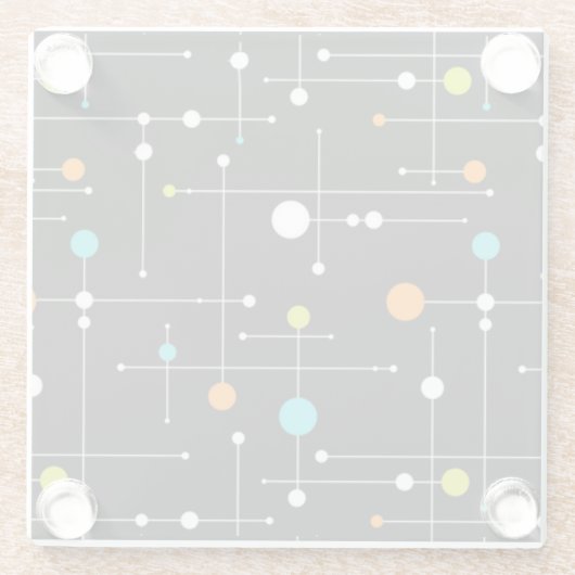 原子レトロのヒップスターの黒の宇宙時代 ガラスコースター (裏面)