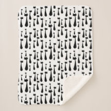 原子レトロの黒猫のシルエットパターン