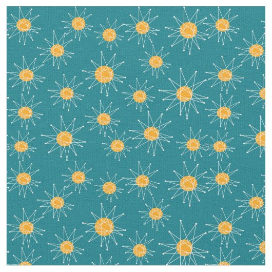 原子世紀半ばのスターバストパターン ファブリック (クローズアップ)