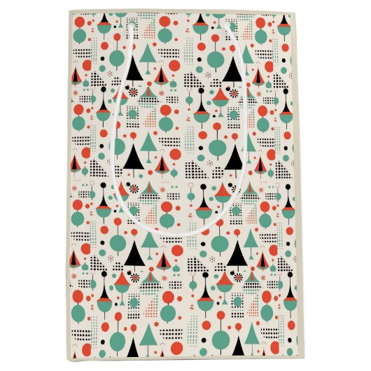 原子中世紀のクリモダンスマス ミディアムペーパーバッグ (正面)