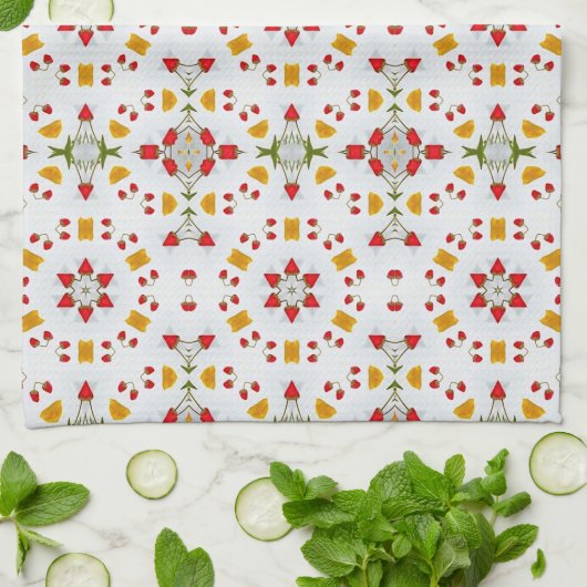 原子中世紀の花ヴィンテージ キッチンタオル (折り畳み)