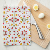 原子中世紀の花ヴィンテージ キッチンタオル (四つ折り)