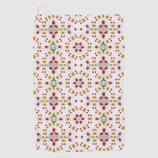 原子中世紀の花ヴィンテージ ゴルフタオル (正面)