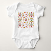 原子中世紀の花ヴィンテージ ベビーボディスーツ (正面)