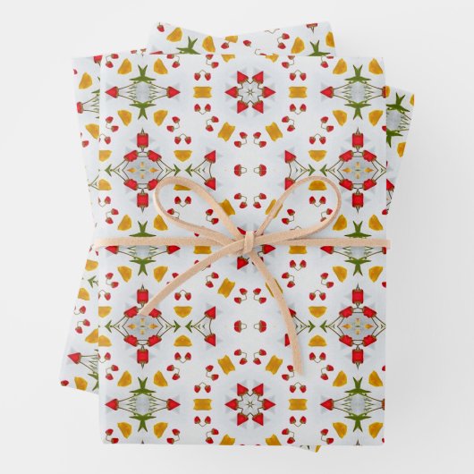 原子中世紀の花ヴィンテージ ラッピングペーパーシート (インサイチュ)