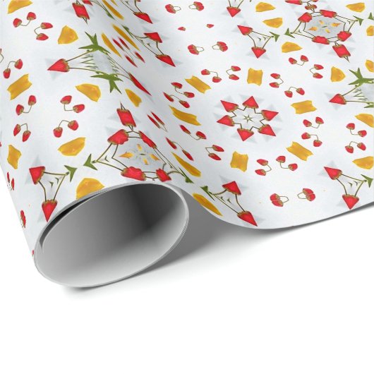 原子中世紀の花ヴィンテージ ラッピングペーパー (ロールコーナー)