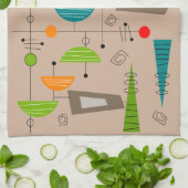 原子中世紀インスパイア抽象芸術#30 キッチンタオル (折り畳み)