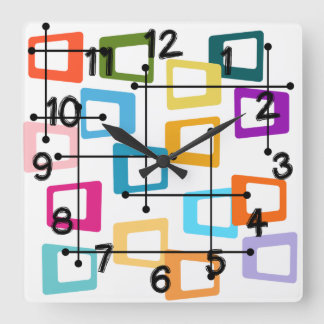原子中世紀モダン スクエア壁時計