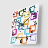 原子中世紀モダン スクエア壁時計 (傾斜)