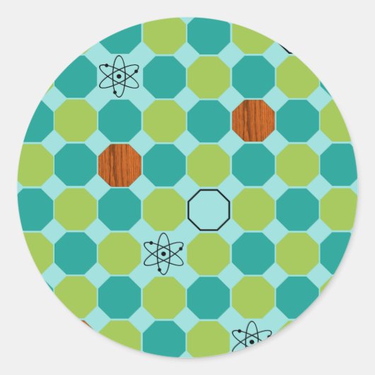 原子八角形ラウンドステッカー ラウンドシール (正面)