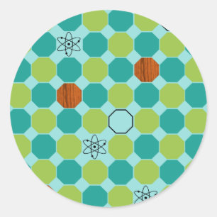 原子八角形ラウンドステッカー ラウンドシール