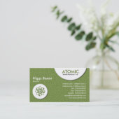 原子円-緑のエンボスの質 名刺 (スタンド正面)