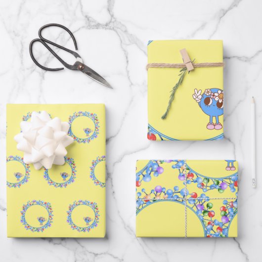 原子分子粒子平和アトムのパターン ラッピングペーパーシート (正面)