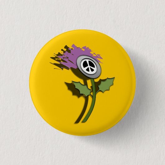 原子力のスコットランドのアザミの漫画無しPinback 缶バッジ (正面)