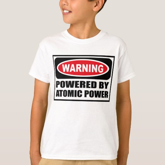 原子力の子供のTシャツによって動力を与えられる警告 Tシャツ (正面)