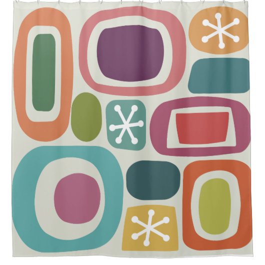 原子力時代のフィールドストーンズカラフル シャワーカーテン (正面)
