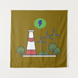 原子力発電所デザイン タペストリー