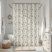 原子宇宙レトロスターバストミッドセンチュリーパターン シャワーカーテン