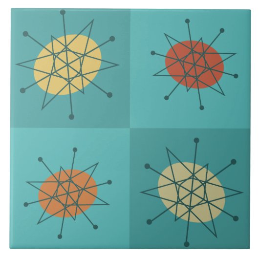 原子市松模様に年齢ターコイズ タイル (正面)