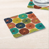 原子年代ドットミッドセンチュリーパタモダンーン スクエアペーパーコースター (アングル)