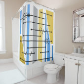 原子抽象芸術幾何学的アートブルー金ゴールド シャワーカーテン (インサイチュ)