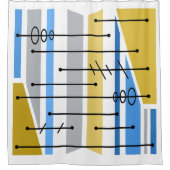 原子抽象芸術幾何学的アートブルー金ゴールド シャワーカーテン (正面)