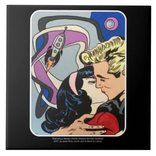 原子抽象芸術aのキスをして別れの絵画 タイル (正面)