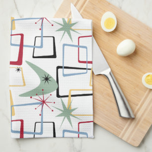 原子星ファンキーブーメランスクウェアミッドセンチュリー キッチンタオル