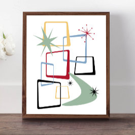 原子星星とブーメランミッドセンチュリー ポスター