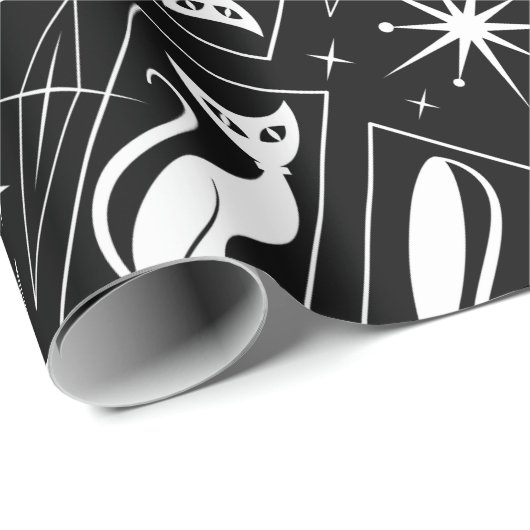 原子星猫ミッドセンチュリーモダンクリスマスMCM ラッピングペーパー (ロールコーナー)