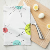 原子時代のカラフル惑星 キッチンタオル (四つ折り)