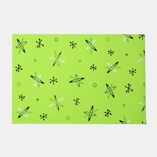 原子時代のスターバースト チャートルーズ ドアマット (正面)