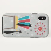 原子時代の世紀半ばのモダンのカッコいいの猫及び椅子 Case-Mate iPhoneケース (裏面(横))