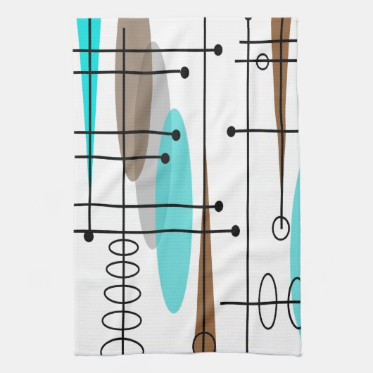 原子時代の世紀半ばのモダンの抽象芸術 キッチンタオル (縦)