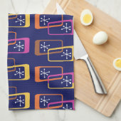 原子時代の四角形(紫カラフル) キッチンタオル (四つ折り)