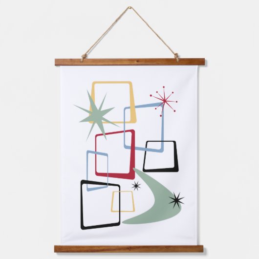 原子時代の抽象芸術広場ミッドセンチュリー 吊り下げ型タペストリー (正面)