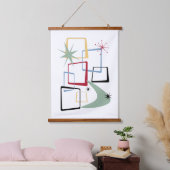 原子時代の抽象芸術広場ミッドセンチュリー 吊り下げ型タペストリー (寝室)